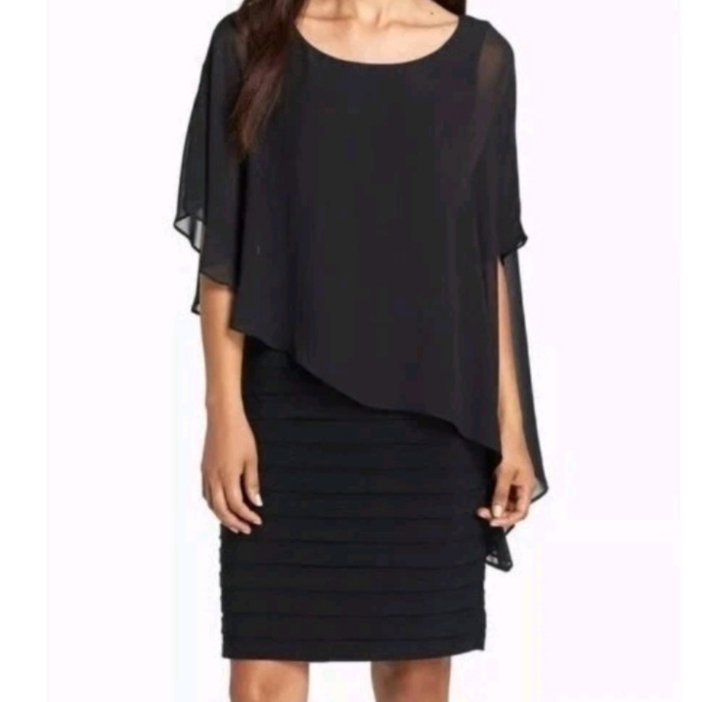 Black Dress Plus Size 22 Chiffon Overlay Pleats Party Special Occasions